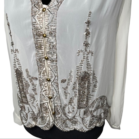 Revolve Plenty by Tracy Reese Embellished Swingly Blouse in Vanilla Beaded XS - Picture 12 of 17